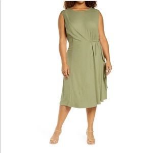 Maggy London Olive Draped Sleeveless Dress